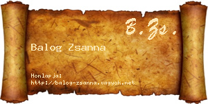 Balog Zsanna névjegykártya
